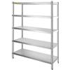 VEVOR Scaffale in Acciaio Inox 5 Ripiani Regolabili 120 x 45,5 x 183 cm, Scaffalatura Portata 150 kg per Ripiano, Resistente per Cucina, Garage, Magazzino e Officina