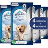 Glade Sense & Spray, Profumatore per Ambienti Refreshing Air 4 basi + 4 Ric | Combatte gli Odori degli Animali, Con Sensore di Movimento, Fragranza di Lunga Durata con Oli Essenziali, Facile da Usare