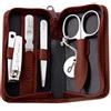 Alpen Set manicure Alpen 4 pezzi inox con astuccio pelle marrone