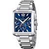 Festina Orologio FESTINA ON THE SQUARE F20635/2 Acciaio Crono Quadrato Blu Uomo Nuovo