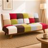 Shally Dogan Divano Letto in Tessuto Patchwork Imbottito Gambe in Legno Schienale Reclinabile