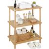 Relaxdays Scaffale in MDF e bambù, 3 Ripiani, 79x60x40 cm, Naturale, Bagno, Sogg