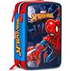 Seven Spiderman Astuccio Scuola 3 Zip, Blu, Portapenne Triplo Scomparto Compl...