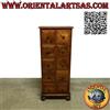 Cassettiera a colonnina con 10 cassetti quadrati in legno di teak