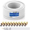 deleyCON 20m Cavo Coassiale SAT HQ 130dB con Schermatura Quattro DVB S/S2 20 M