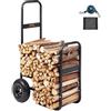 VEVOR Carrello per legna da ardere, 113,4 kg, per esterni e interni, con ruote pneumatiche, trasportatore in acciaio resistente, supporto per camino