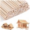 Bafumiu 200 Bastoncini Zucchero Filato 300mm x 3mm, Bastoncini Legno per Lavoret