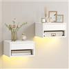 HOMCOM Set 2 Comodini Sospesi con Luci LED RGB e Regolabili con APP Bianco