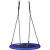 Relaxdays Altalena a Nido Rotonda, Sedia Sospesa da Giardino, capacità Fino a 100 kg, HxLxP: 153 x 90 x 90 cm, Blu Scuro