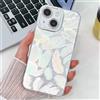 Custodia TPU Glitterata con Pellicola Lenti per iPhone 15 - Piume Bianche