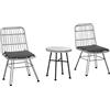 Outsunny 3 PCS Patio Round Wicker Woven Bistro Set 2 Chairs 1 Coffee Table