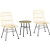 Outsunny 3 PCS Patio Round Wicker Woven Bistro Set 2 Chairs 1 Coffee Table