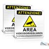 Goodvia Cartello Videosorvegliata Alluminio 15x15cm Video Surveillance Camera Sign, Cart