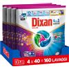 Dixan DISCS 4in1 Color Detersivo Lavatrice, 4 confezioni da 40 lavaggi, Capsule