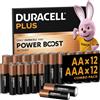 DURACELL Batterie Plus AA & AAA (Confezione combinata da 24) - Con POWER BOOST A