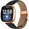 Cinturino per Fitbit Versa 3/4 in pelle con fibbia posteriore tartarugata in oro