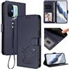 Custodia in pelle con cuore rilievo + cinturino per Redmi 11A / Poco C55 blu