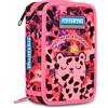 Mitama Astuccio Super Triplo PinkCamu con SpinnyPen, Accessori Scuola Elementare, 50 pezzi, Portapenne con colori, 3 Scomparti, Bambini e bambine, multicolore