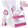 Bright Starts, vasino pieghevole Disney Minnie Mouse con scaletta per bambini con sgabello e maniglie, facile da piegare, include tabella adesiva per imparare a usare il vasino, 18 m - fino a 22,7 kg