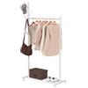 HOMCOM Stender Appendiabiti con Ruote, 5 Ganci e Ripiano Porta Scarpe, Bianco