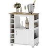 HOMCOM Carrello da Cucina con Armadietto, Ripiani Regolabili e Ruote Bianco