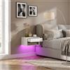 DecHome Comodino Sospeso 1 Cassetto Set 2 Comodini Luci LED 37x32x21 Bianco
