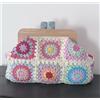 Fatto a mano Borsa granny uncinetto clic-clac legno, borsa donna, fatta a mano, tracolla