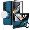 Custodia pelle con supporto girevole MagSafe per Samsung Galaxy Z Fold4 blu