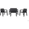 SET DA GIARDINO IN RESINA ANTRACITE 4 POSTI DIVANO 2 POLTRONE TAVOLINO TOOMAX