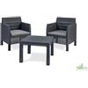SET DA GIARDINO KETER RESINA EFF. RATTAN MATILDE ANTRACITE 2 POLTRONE TAVOLINO