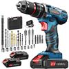 Fahefana Trapano A Percussione 21V, Trapano Avvitatore Batteria con 2 Batterie 2,0Ah, Avv