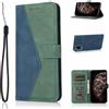 Custodia Pelle Bicolore Verde Blu per LG K52 con Cuciture Raffinate