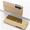 Custodia pelle flip orizzontale specchio placcato oro Samsung Galaxy S25 FE 5G