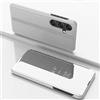 Custodia pelle con flip orizzontale e supporto specchio argento Samsung Galaxy