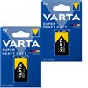 VARTA 2x VARTA Super Heavy Duty Batteria 9V Zinco-Carbone E-Block 6F22