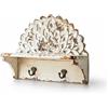Mensola con Ganci Shabby Chic Appendiabiti da Parete con Mensola Vintage
