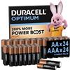 Duracell - 48 Batterie Optimum Alcaline (2x12 AA + 2x12 AAA), 1.5 V LR6 LR03 MX1