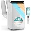 SereneLife Condizionatore Portatile 12000 BTU Inverter, Climatizzatore Portatile 4 in 1 con Wi-Fi, Caldo, Deumidifica, Doppio Tubo, Kit Finestra, Pinguino Condizionatore Silenzioso, Controllo