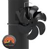VOUNOT® Ventola Stufa Legna, Ventilatore per Camino a 6 Pale Alimentato a Caldo per Legna/Bruciatore di Tronchi/Stufa/Caminetto, con Termometro, Nero