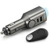 Technaxx Allarme auto con sensore di movimento PIR - Allarme plug-in 12-24V con sirena 110dB, batteria 6 giorni, porte USB-A & USB-C, display LED e telecomando - 2026 Update Model - TX-100