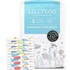 LILLYDOO Pannolini costumino LILLYDOO monouso, delicati sulla pelle, per bambini taglia S (6+ kg), leggeri e traspiranti, per avventure in acqua, con 2 fantasie marine Shell Yeah & Tiny Turtles, 20 pezzi