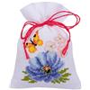 Vervaco Kit Punto Croce Contato SET DI 3 FIORI COLORATI Sacchetti Bomboniere Da Ricamare Punto Croce ca. 8 x 12 cm Set Fai Da Te Creativo Adulti Ricamo Casa Decorazioni Per Lavoretti Creativi