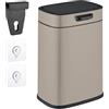 Relaxdays Pattumiera da Appendere in Cucina, Cestino da 5 l, Secchio per Umido Estraibile, Coperchio, in Ferro, Beige