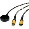 ROLINE Cavo di ricarica USB split, fino a 60 W + pad di ricarica (fino a 15 W), per dispositivi Apple, tipo C - C, nero/oro, 1,2 m