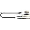QUIK LOK - JUST/2RCA2J-5 Cavo Audio Adattatore 2 Jack Mono 6,3 mm a 2 RCA Maschio, Lunghezza 5 m, Nero, per Mixer, Impianti Hi-Fi, Registrazione, Home Studio