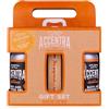 Accentra SET REGALO MEN'S COLLECTION UOMO KIT CURA IN CONFEZIONE REGALO IN CARTA Kraft, 2 X 150 ML Gel Bagno e Doccia Profumo Amberwood, Apribottiglie con Manico In Legno Regalo Compleanno Festa del
