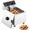VEVOR Friggitrice Elettrica da Banco, Friggitrice in Acciaio Inox Capacità Olio 7,5 L con Cestello Coperchio Protezione contro Surriscaldamento, 2500W, Piedini Regolabili, Ristorante, Cucina, Hotel