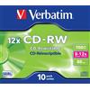 Verbatim Cd Rw 80 12 X 80 Min 700Mb Confezione da 10 Pezzi