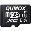 QUMOX 64GB Scheda memoria MICRO SD MEMORY CARD CLASS 10 UHS-I da 64 GB ad alta v