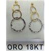 Orecchini oro bianco e giallo 750 18 kt carati lunghi con cerchi gram. 3,25 +225